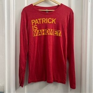 Kansas‎ City Chiefs “Patrick is Mahomey” Red Long Sleeve T Shirt, small